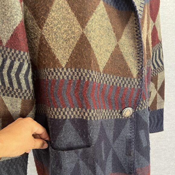 David Paul Southwestern Jacket Womens L Burgundy Aztec Tribal Country Rodeo Vtg - Picture 5 of 16